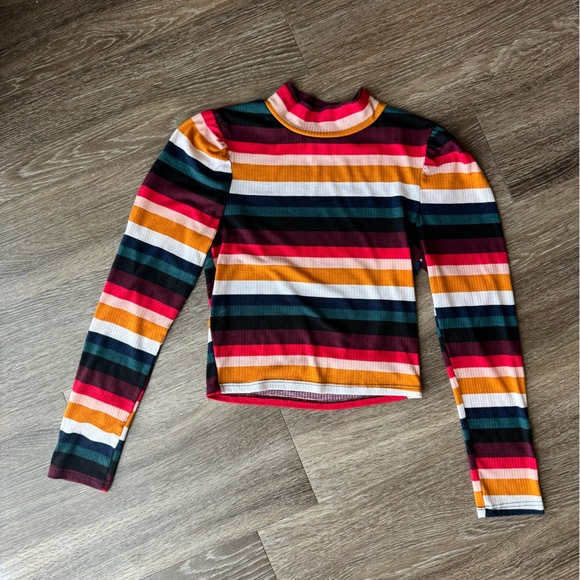 Tops - Colorful Striped Mockneck Long sleeve